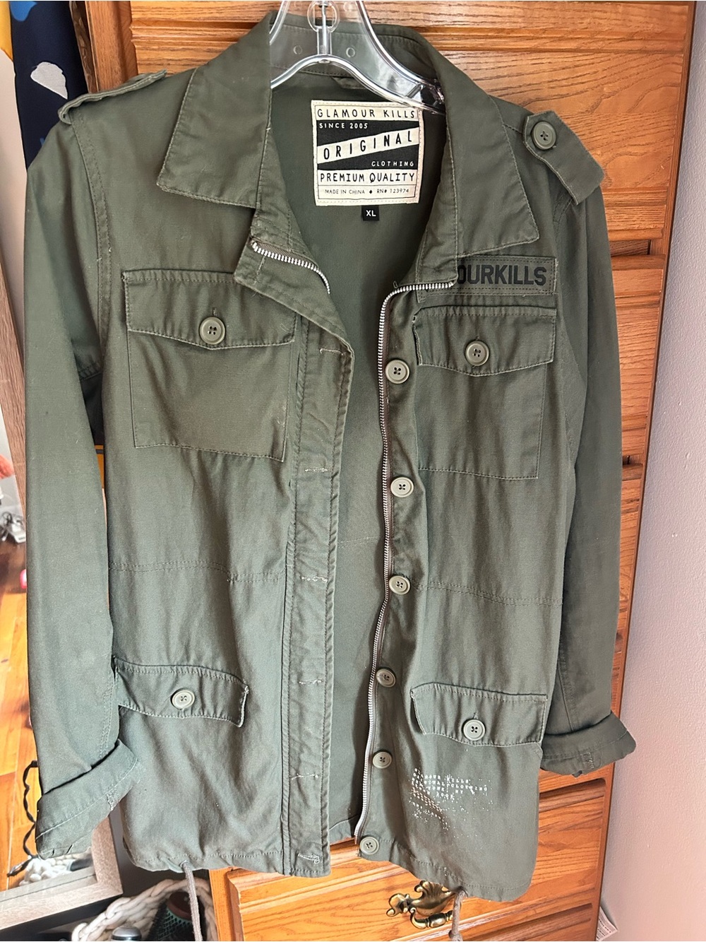 Glamour Kills Olive Green Jacket with Branded Patch
